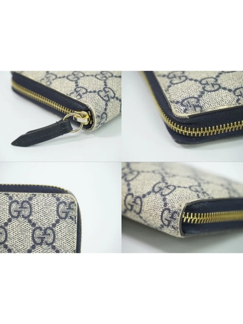Gucci GG Supreme Zip Around Wallet Navy Vintage